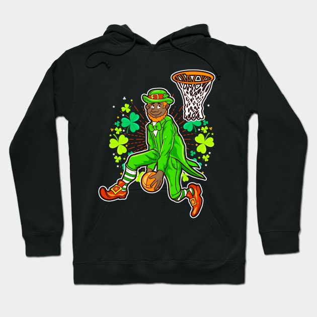 African American Black Leprechaun Basketball St Patrick's Day Hoodie by E